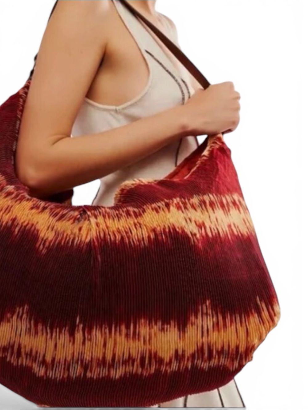 Free People Piper Plissé Accordion Tote Bag Oversized Boho Shoulder Bag